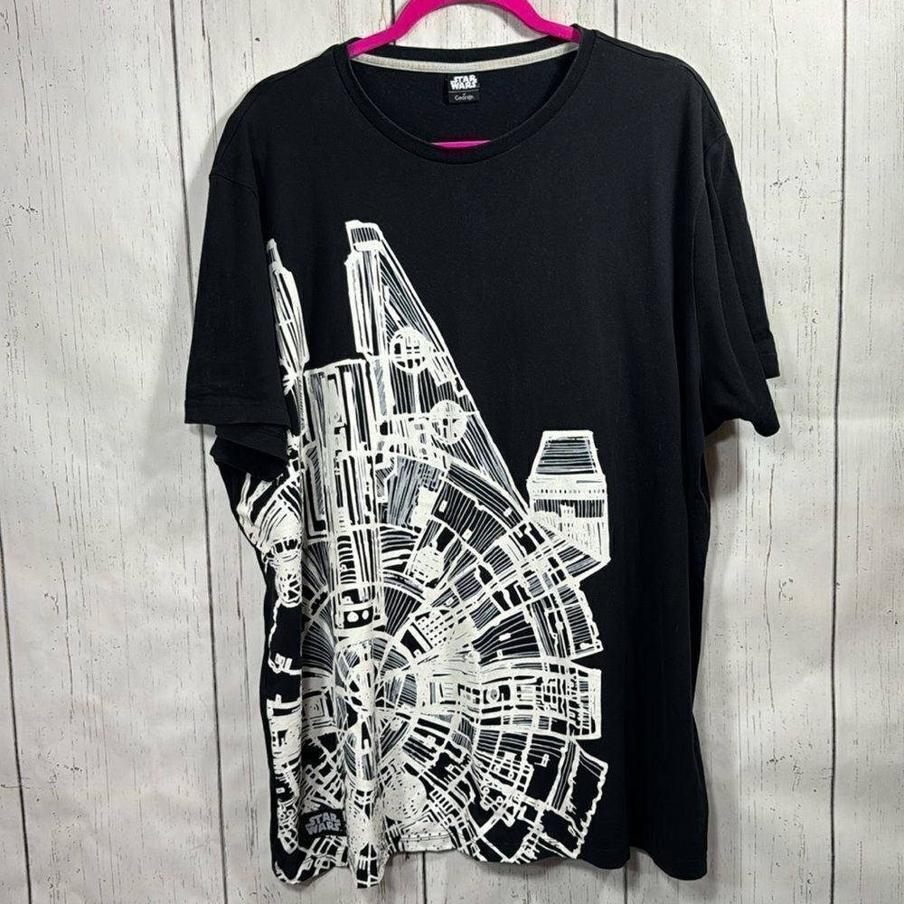 Star Wars At George T Shirt Millennium Falcon Mens Black Cotton Short Sleeve